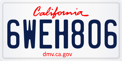 CA license plate 6WEH806