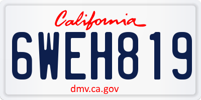 CA license plate 6WEH819