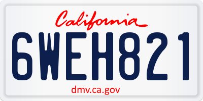 CA license plate 6WEH821