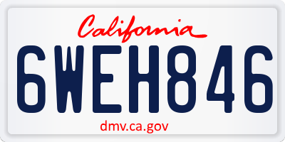 CA license plate 6WEH846