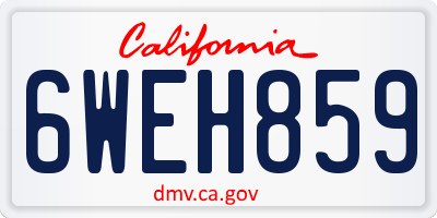 CA license plate 6WEH859