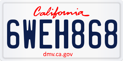 CA license plate 6WEH868