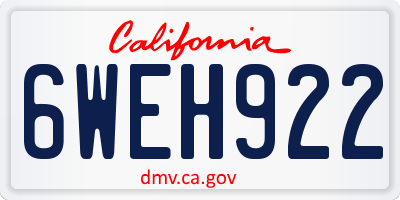 CA license plate 6WEH922