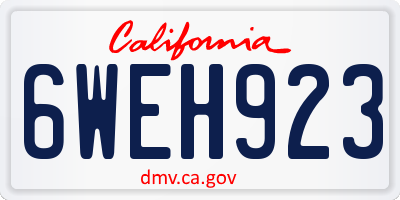 CA license plate 6WEH923