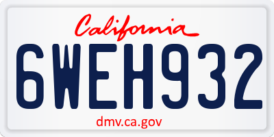 CA license plate 6WEH932