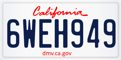 CA license plate 6WEH949