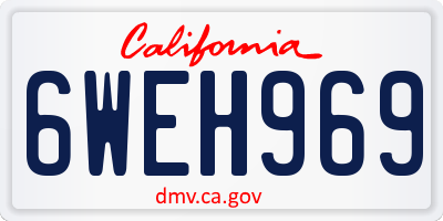 CA license plate 6WEH969