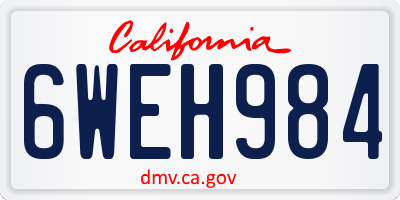 CA license plate 6WEH984
