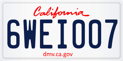 CA license plate 6WEI007
