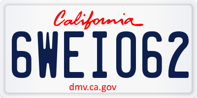 CA license plate 6WEI062