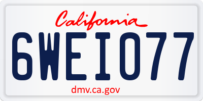 CA license plate 6WEI077