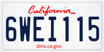 CA license plate 6WEI115