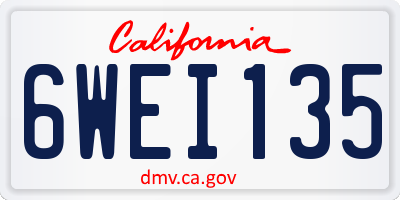 CA license plate 6WEI135