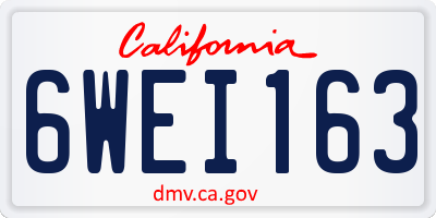 CA license plate 6WEI163