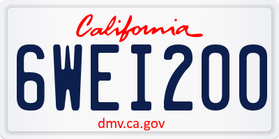 CA license plate 6WEI200