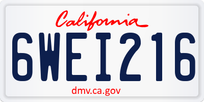 CA license plate 6WEI216