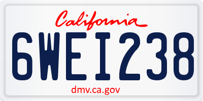 CA license plate 6WEI238