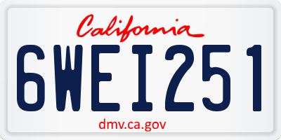CA license plate 6WEI251