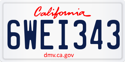 CA license plate 6WEI343