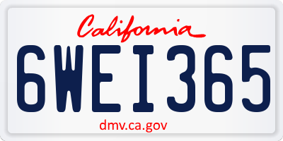 CA license plate 6WEI365