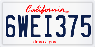 CA license plate 6WEI375