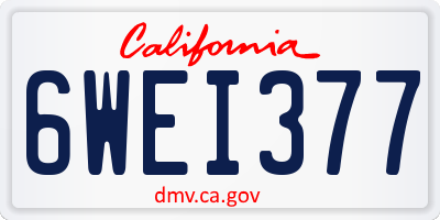 CA license plate 6WEI377