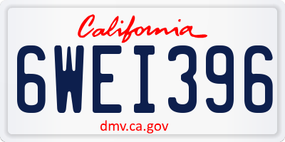 CA license plate 6WEI396