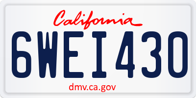 CA license plate 6WEI430