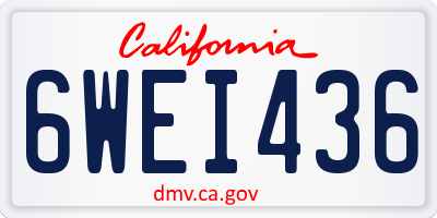 CA license plate 6WEI436