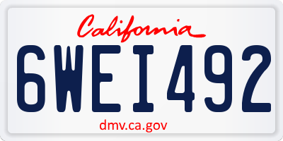 CA license plate 6WEI492