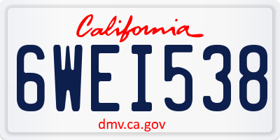 CA license plate 6WEI538