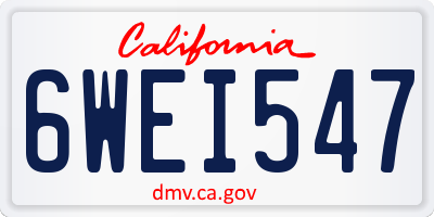 CA license plate 6WEI547