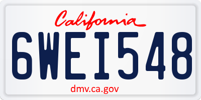 CA license plate 6WEI548