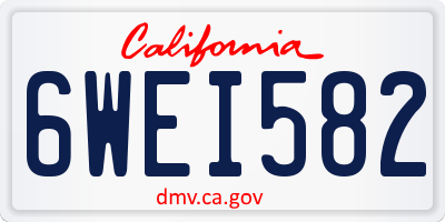 CA license plate 6WEI582