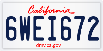 CA license plate 6WEI672