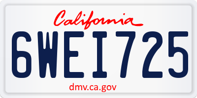 CA license plate 6WEI725