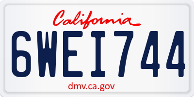 CA license plate 6WEI744