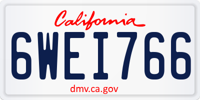 CA license plate 6WEI766