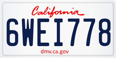 CA license plate 6WEI778