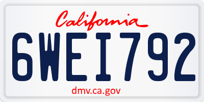 CA license plate 6WEI792