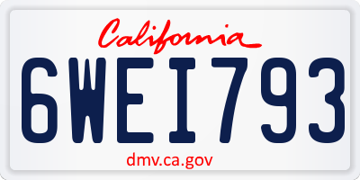 CA license plate 6WEI793