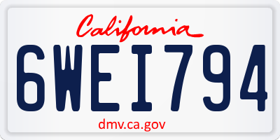 CA license plate 6WEI794
