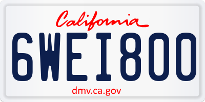 CA license plate 6WEI800