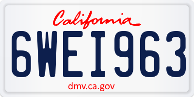 CA license plate 6WEI963