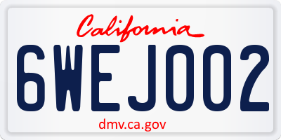 CA license plate 6WEJ002