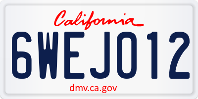CA license plate 6WEJ012