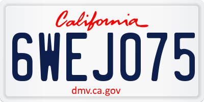 CA license plate 6WEJ075
