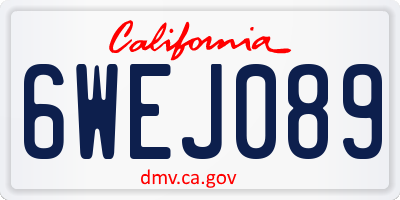CA license plate 6WEJ089