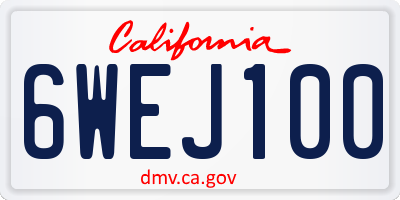 CA license plate 6WEJ100