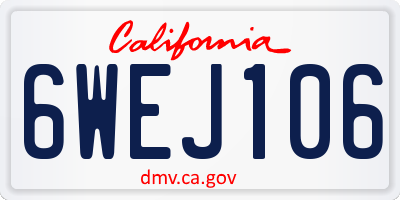 CA license plate 6WEJ106